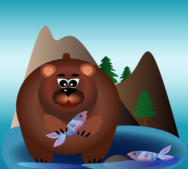 短篇童话故事：小熊在河边捉鱼